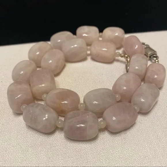 Vintage Chunky Rose Quartz Necklace - Picture 12 of 16